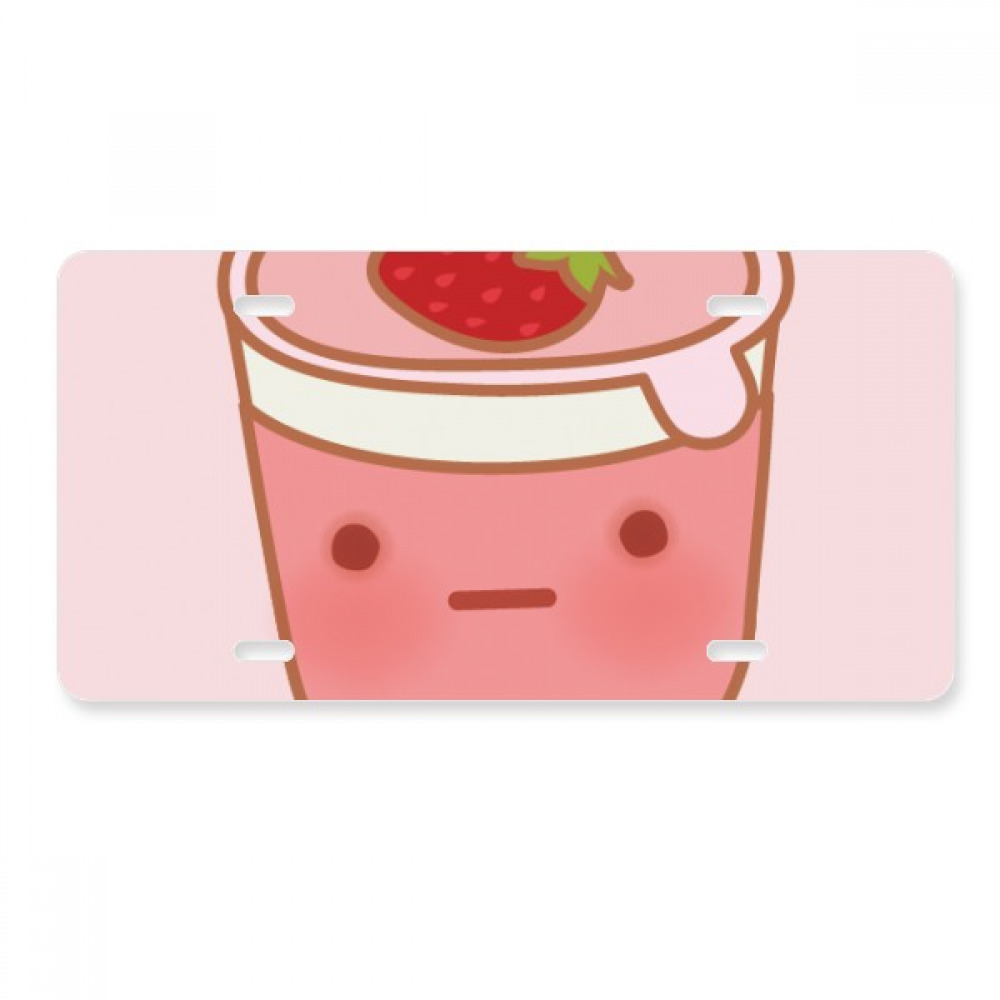Facial Expression Strawberry Ice Cream License Plate Decoration Stainless Automobile Steel Tag